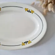 Antique oval dish in Salins ironstone "Renée" – Floral decoration