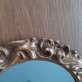 Vintage round mirror in gilded wood 24cm