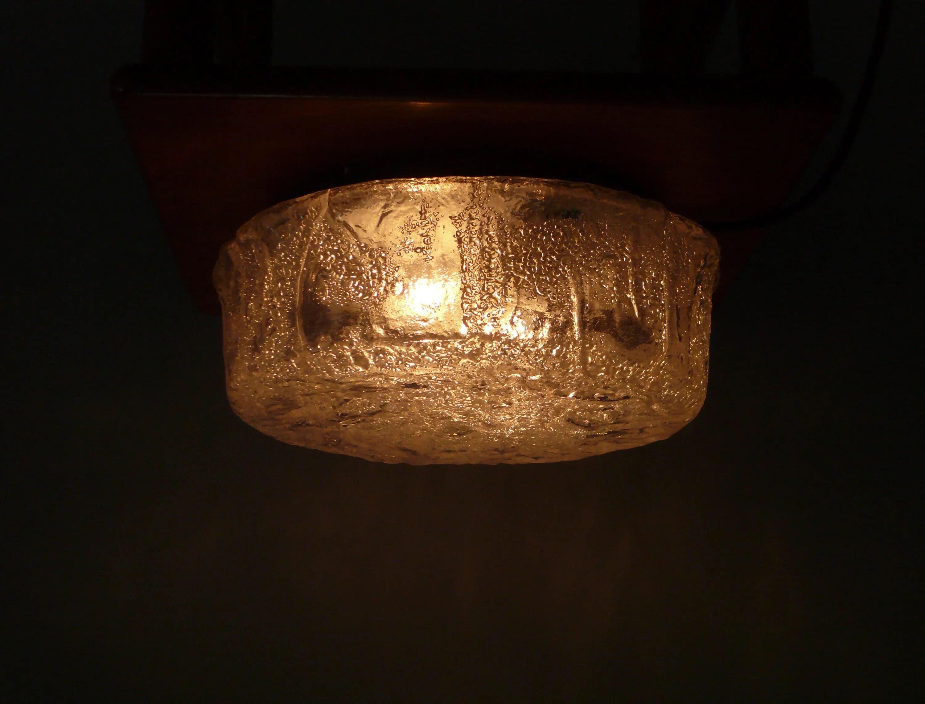 Plafonnier Glashütte Limburg en verre dépoli - années 1960