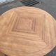 Round extendable dining table stripped in cherry wood with Louis XVI marquetry 1