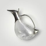 Vintage crystal and chrome metal duck carafe