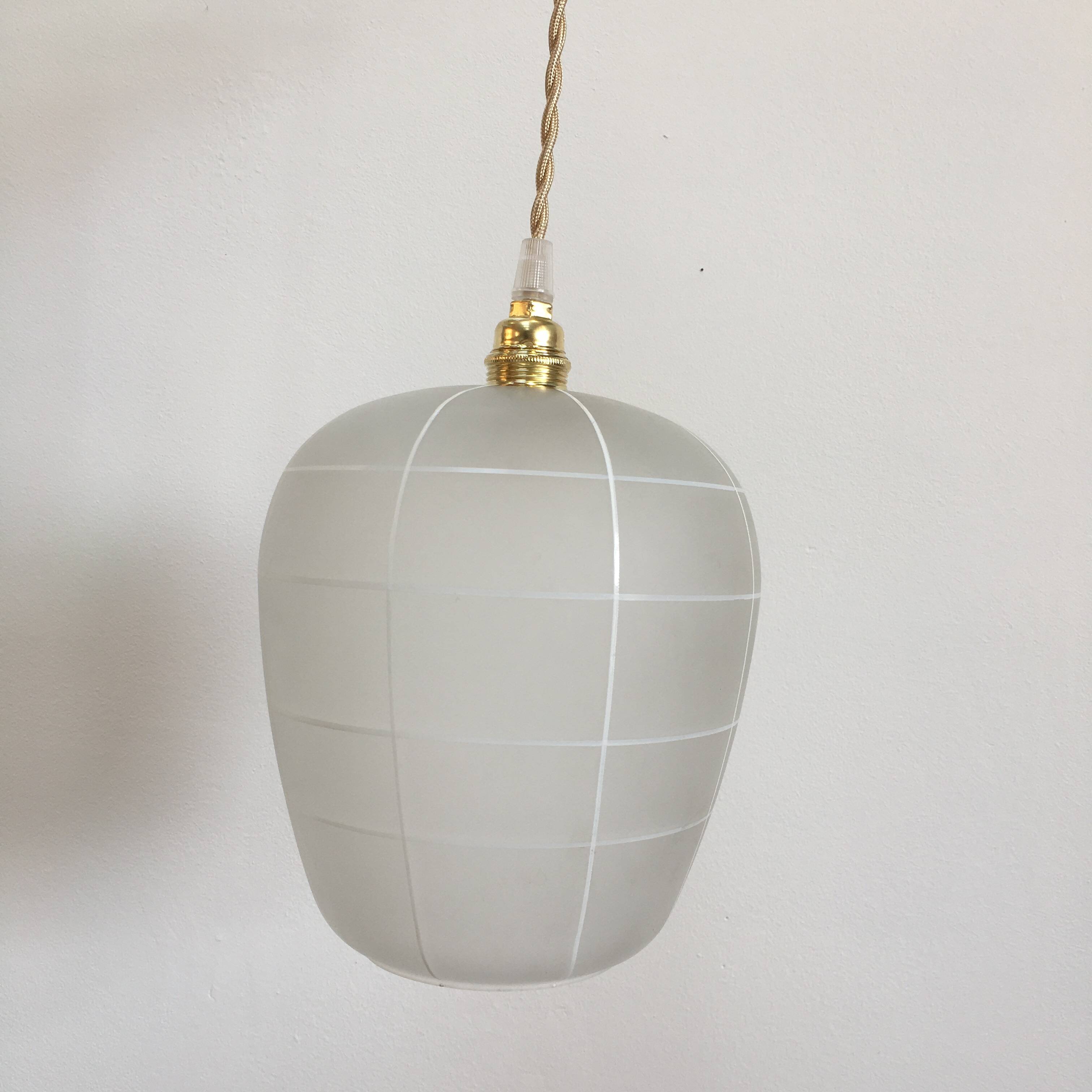 1950s frosted glass pendant light