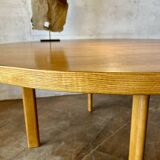 Large round vintage ash coffee table by Alvar Aalto, model "H-Legs"