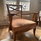 Armchair, beech and velvet trim, circa 1950