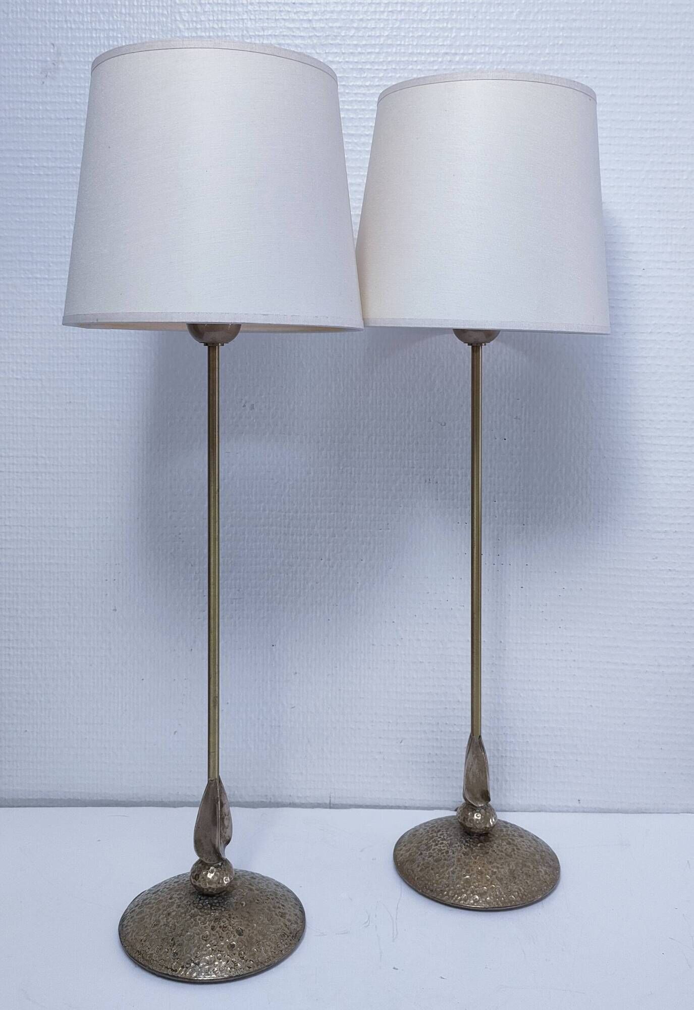 Pair of brass lamp bases Delmas design 90s