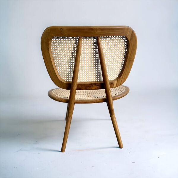 Chaise longue rétro en rotin / fauteuil / siège unique