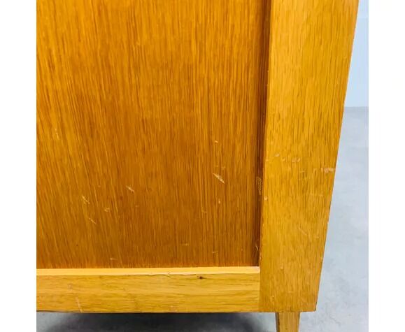 Chest of drawers chiffonnier feet compass 50s blond wood