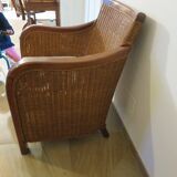 Vintage-Beautiful Colonial Style Armchair - Woven Rattan - Exotic Wood - 80s