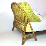 Cot basket rattan of the 1960s