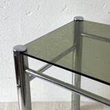 Vintage 70's chrome and smoked glass side table
