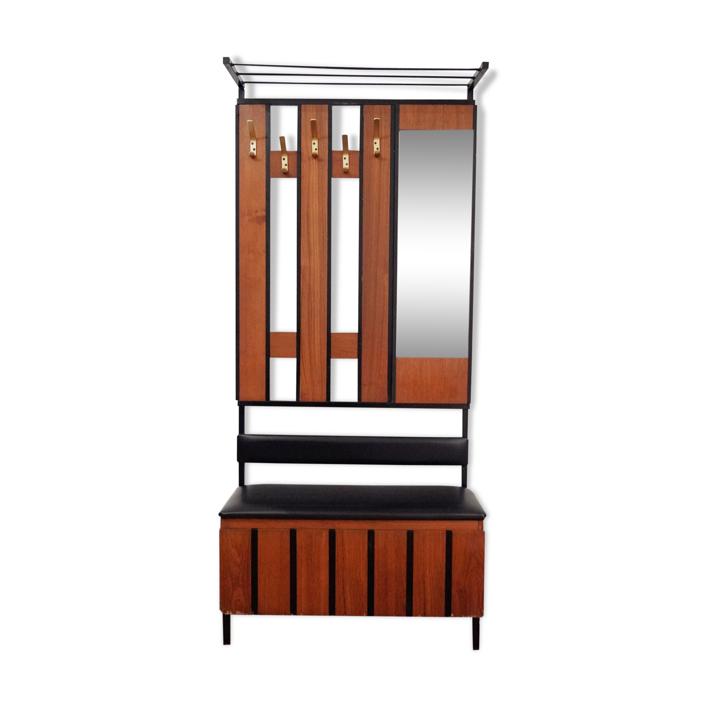 Vintage coat hanger with mirror and chest