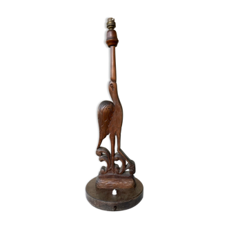 Pied de lampe en bois sculpté 1960