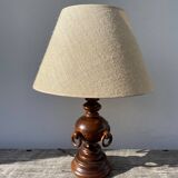 Turned wood lamp with rings