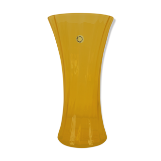 Murano glass straw amber straw vase, vintage 90s
