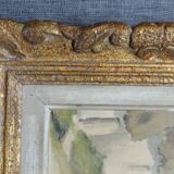Watercolor gilded frame 19th century