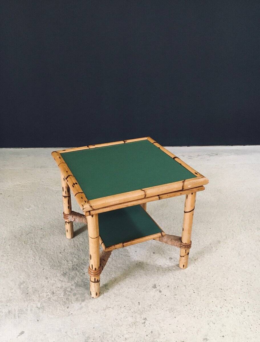 Mediterranean Bamboo Side Table in the style of Audoux Minet, France, 1950s