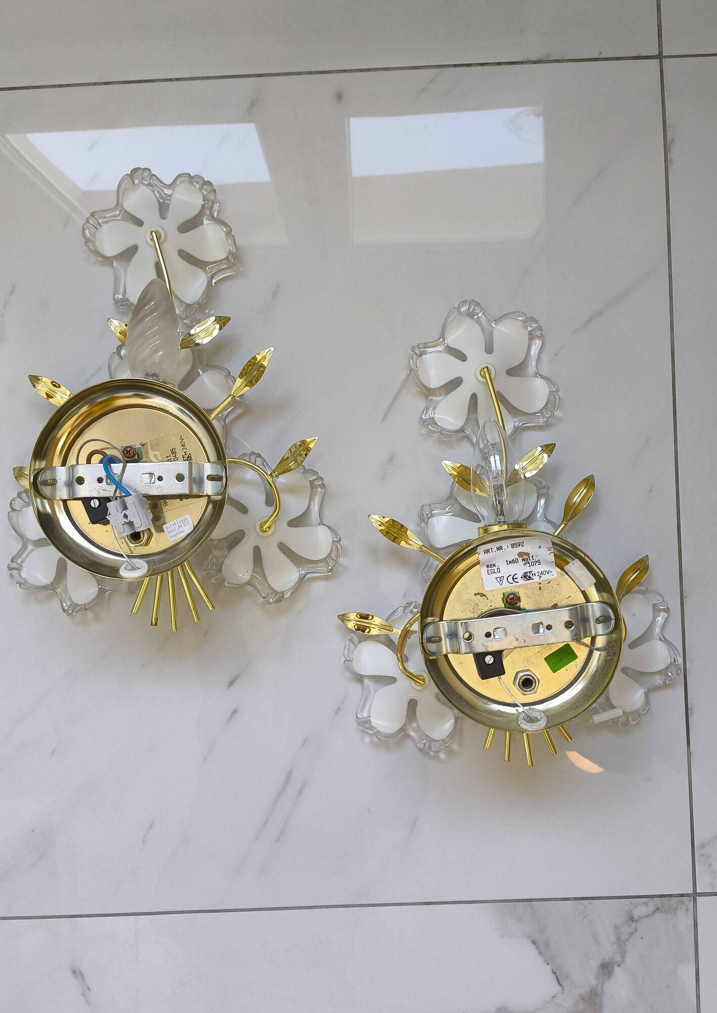 pair of floral wall lights from the 60s-70s