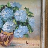 Set of 2 paintings bouquets of flowers with golden frame (signed Morgan)
