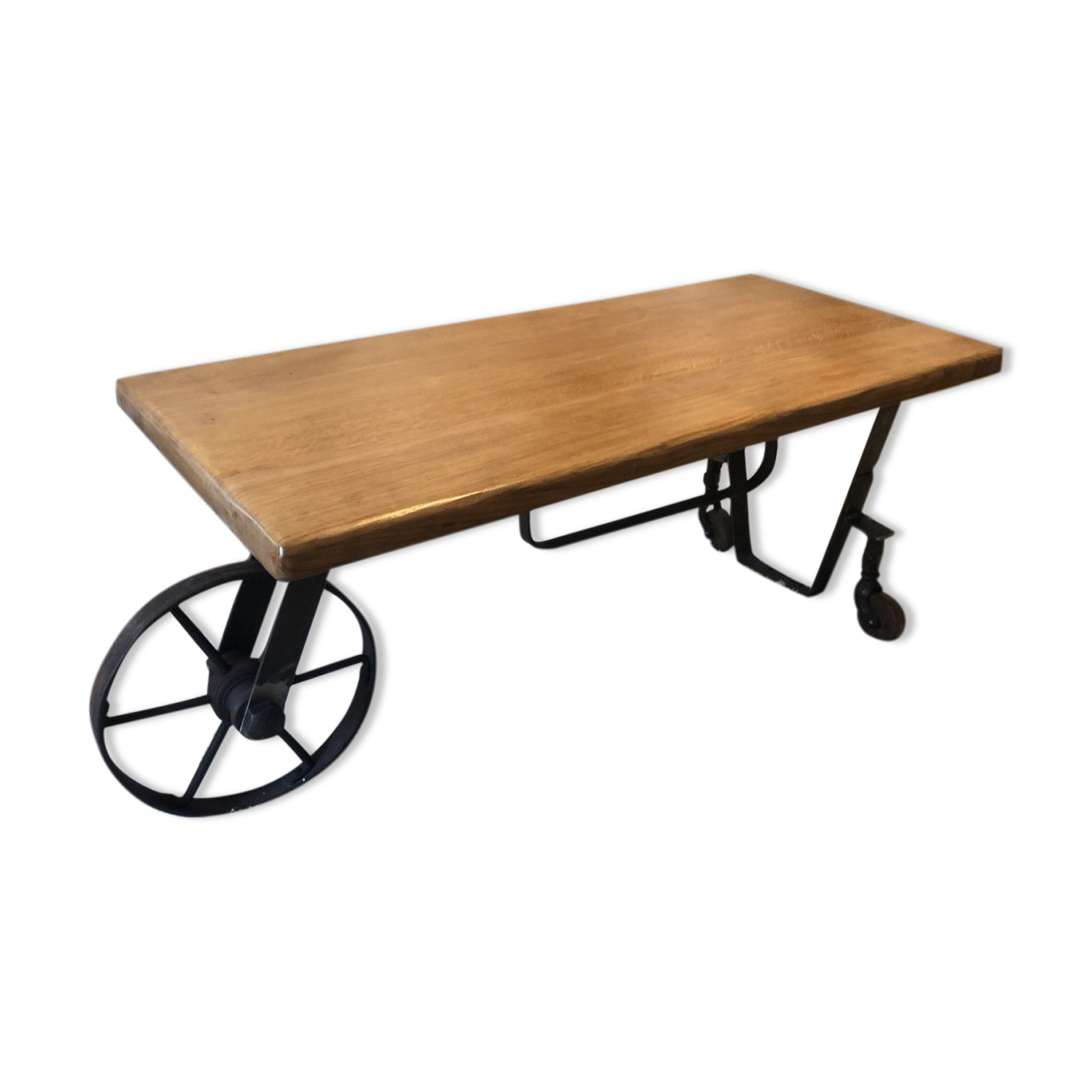 Industrial wood coffee table metal loft oak decoration