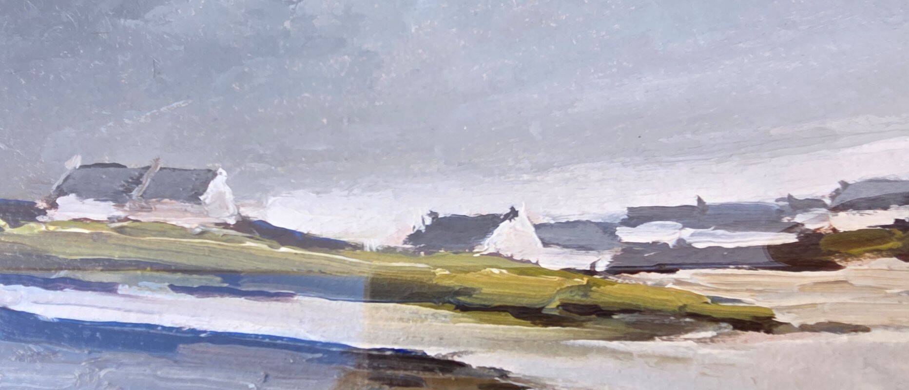 Lemonnier Louis - Boats at Low Tide Breton Marine Painting