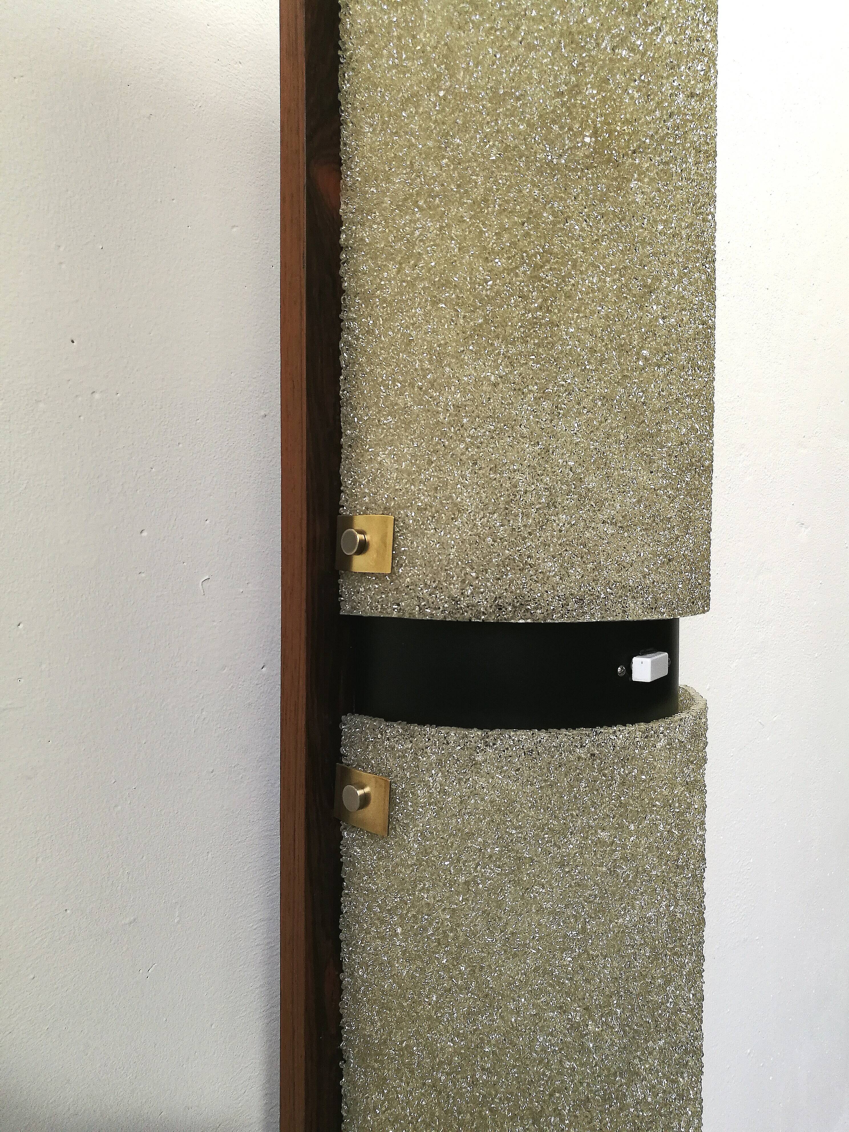 Floor lamp 60s rosewood and granite resin totem