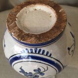 Small white decorative vase with blue floral decoration