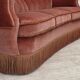 1970s, 3-seater Danish curved sofa, pink furniture velour.