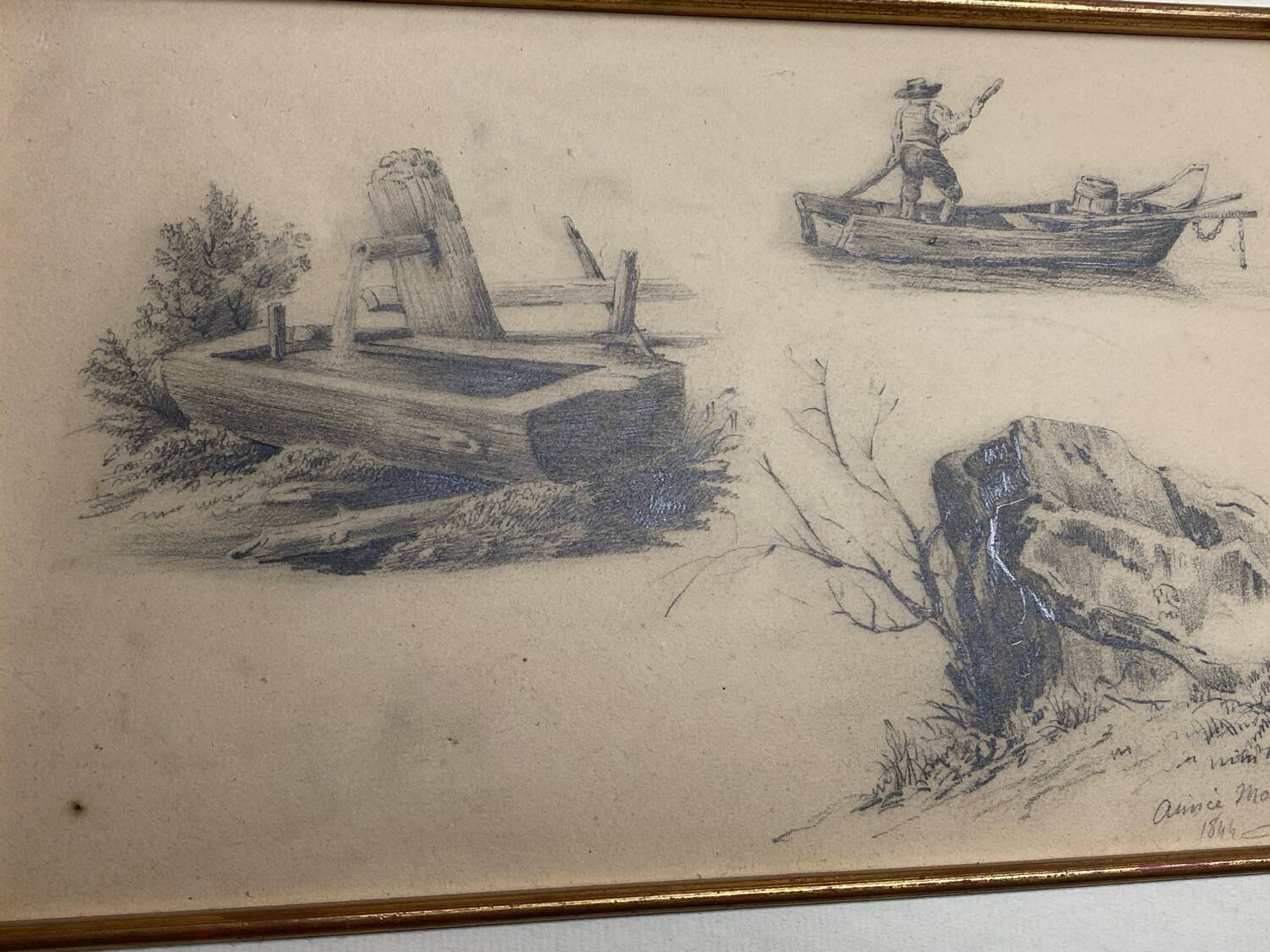 Dessin d’étude original à la mine de plomb signé daté 1844