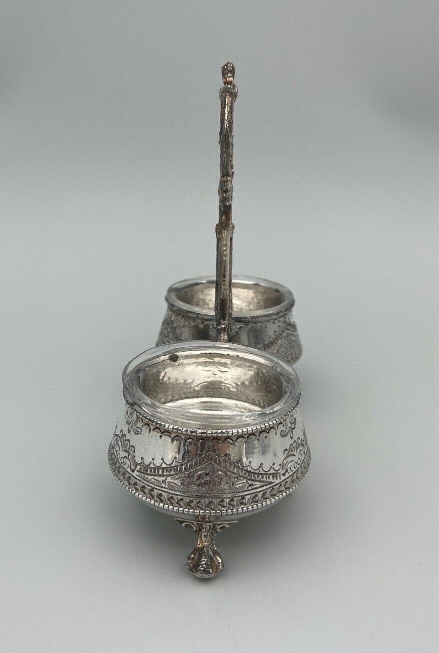 Saliere pepper metal silver Louis XV-XVl style rich ornamentation
