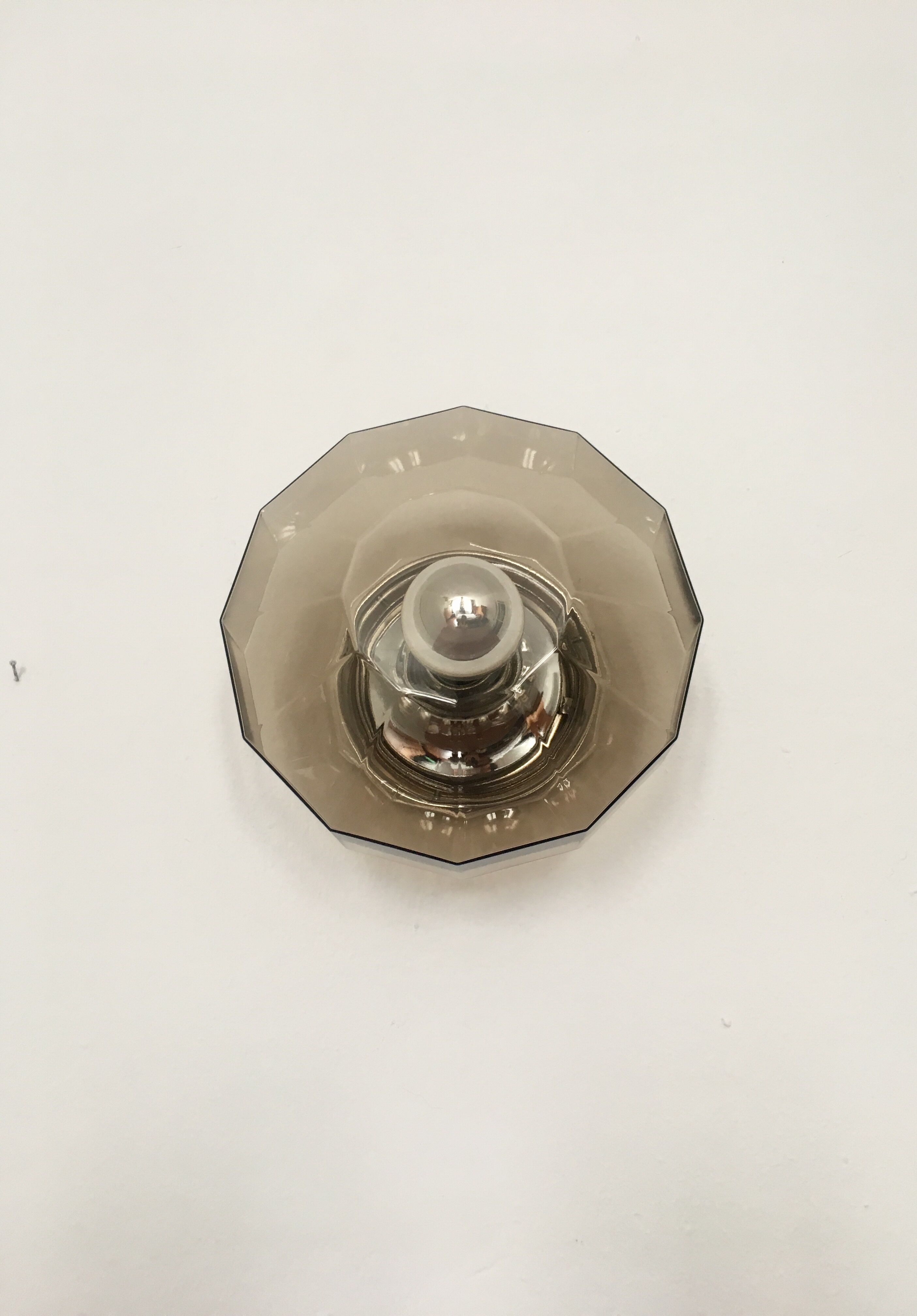 Smoked glass wall lamp or flush light by Hillebrand