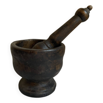 Wooden mortar and pestle