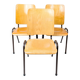 Lot de 3 chaises empilables Mid Century Chaise d'école Industrie Bois Métal Marron Vintage Rétro Cha
