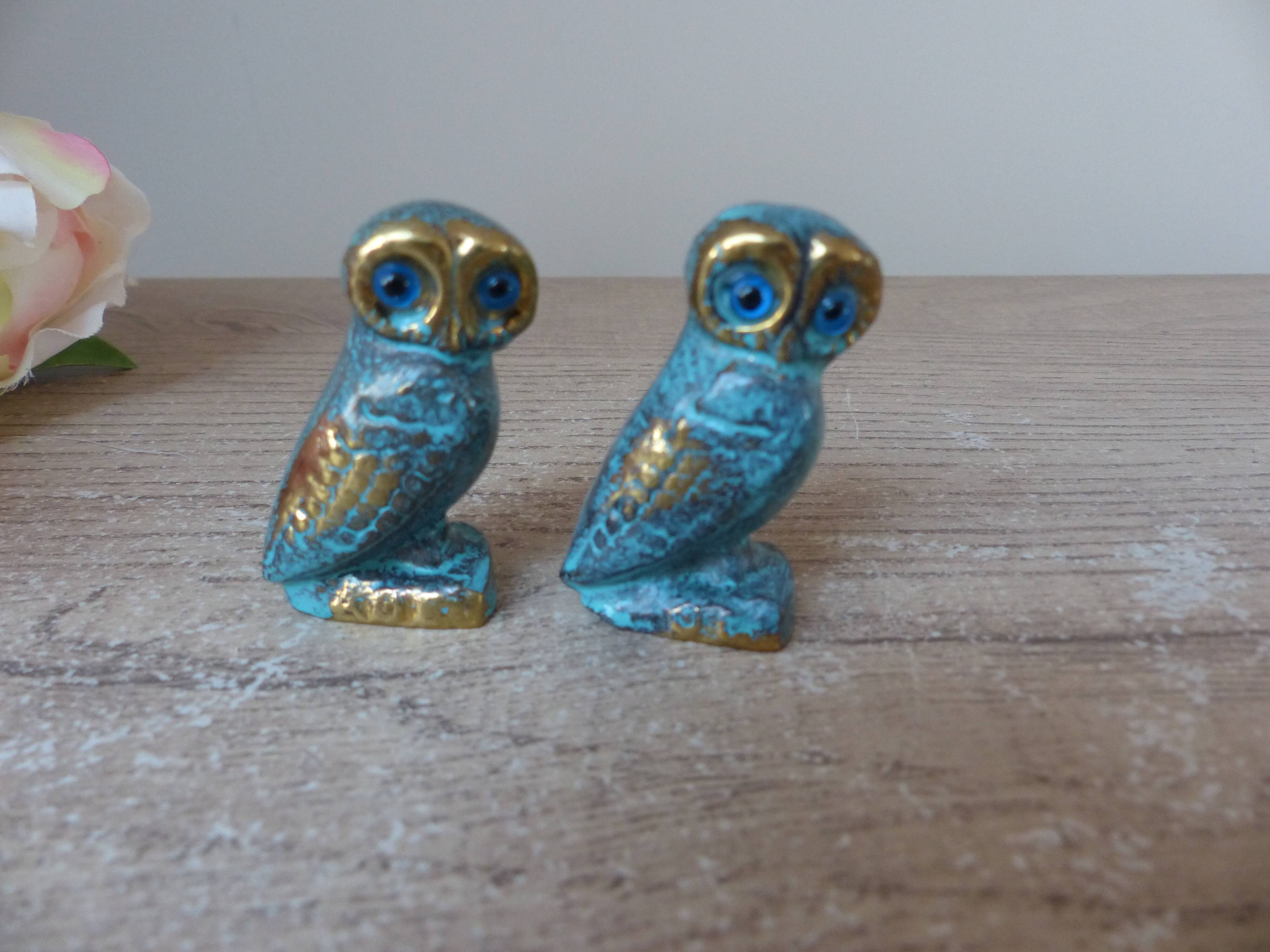Set of two brass owls made in Greece