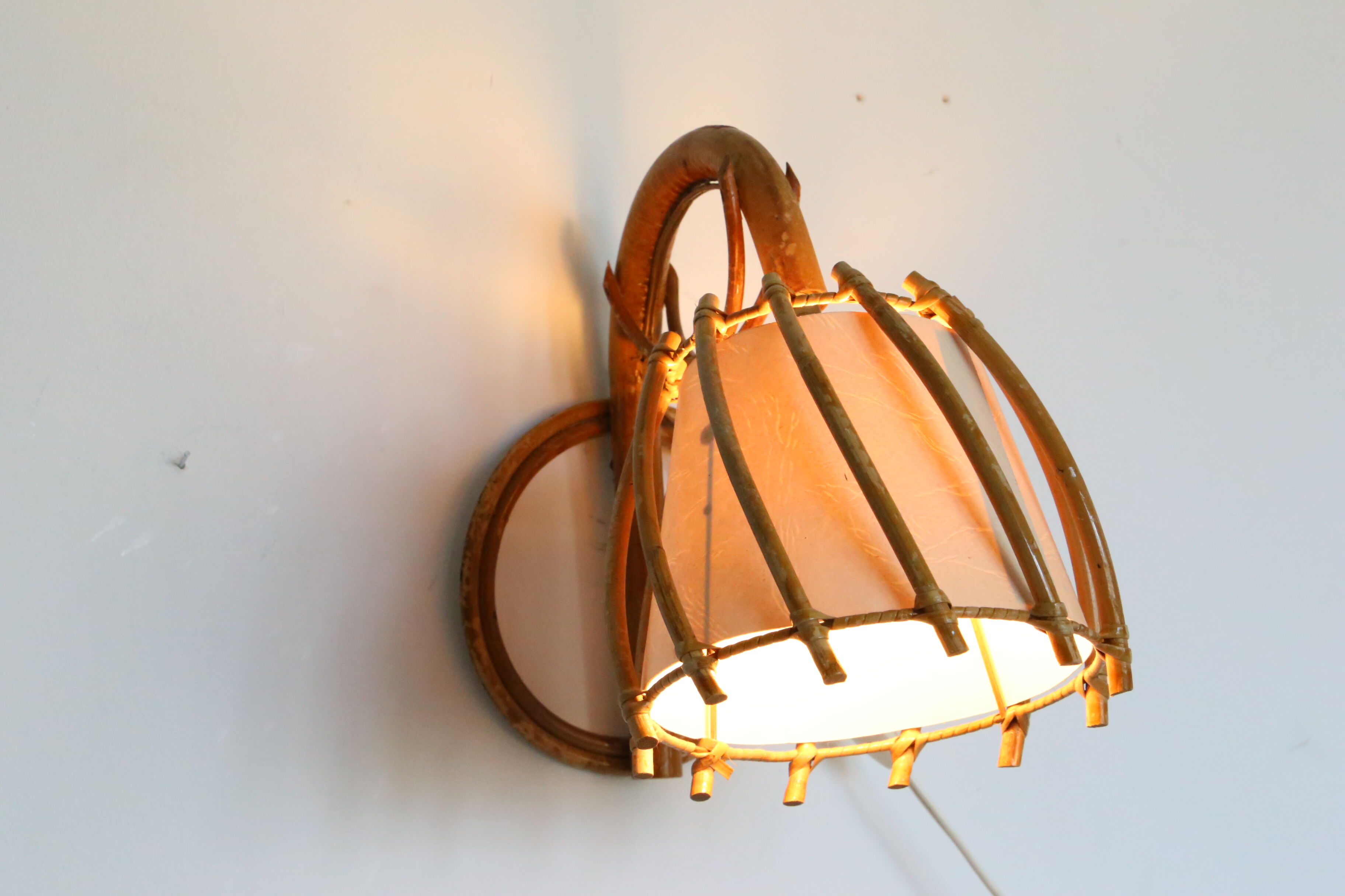 Rattan sconce, vintage