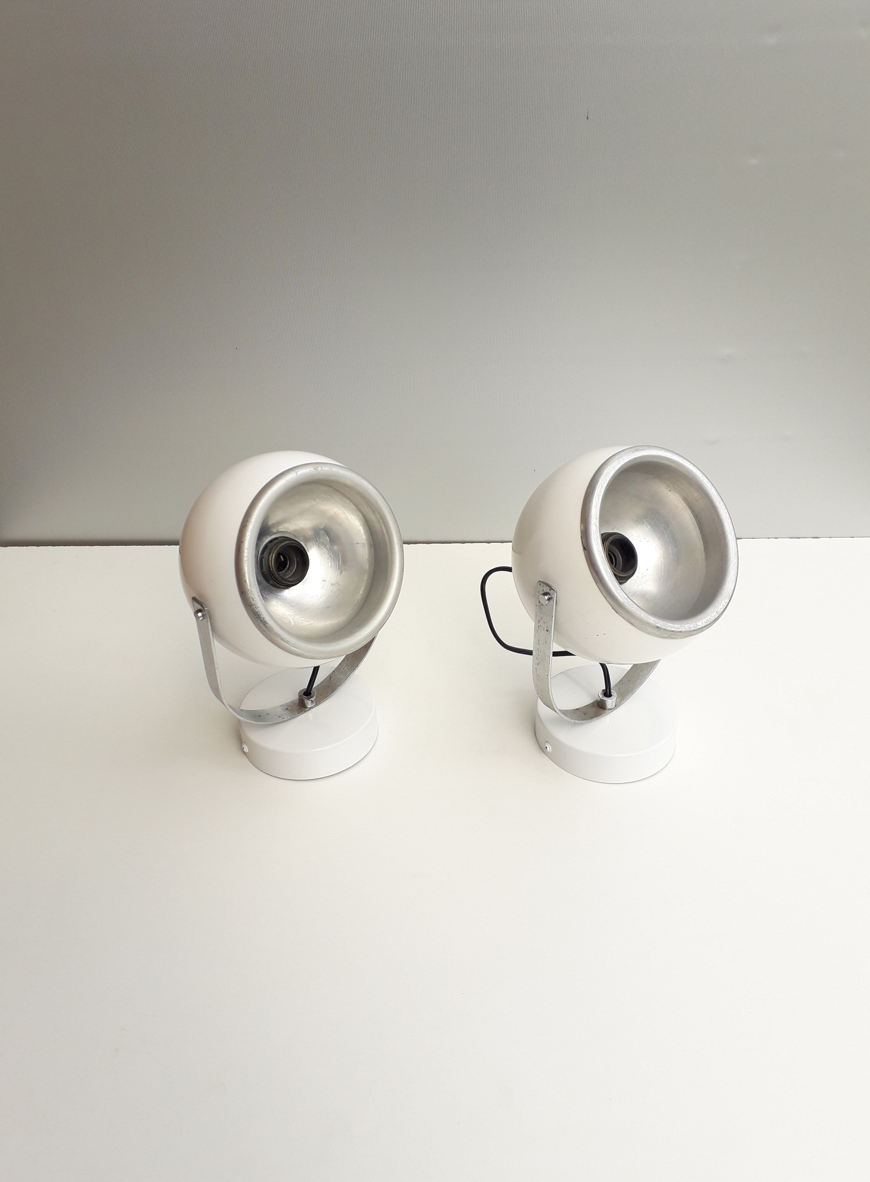 Pair of wall lights eyeball - lacquered white -1970