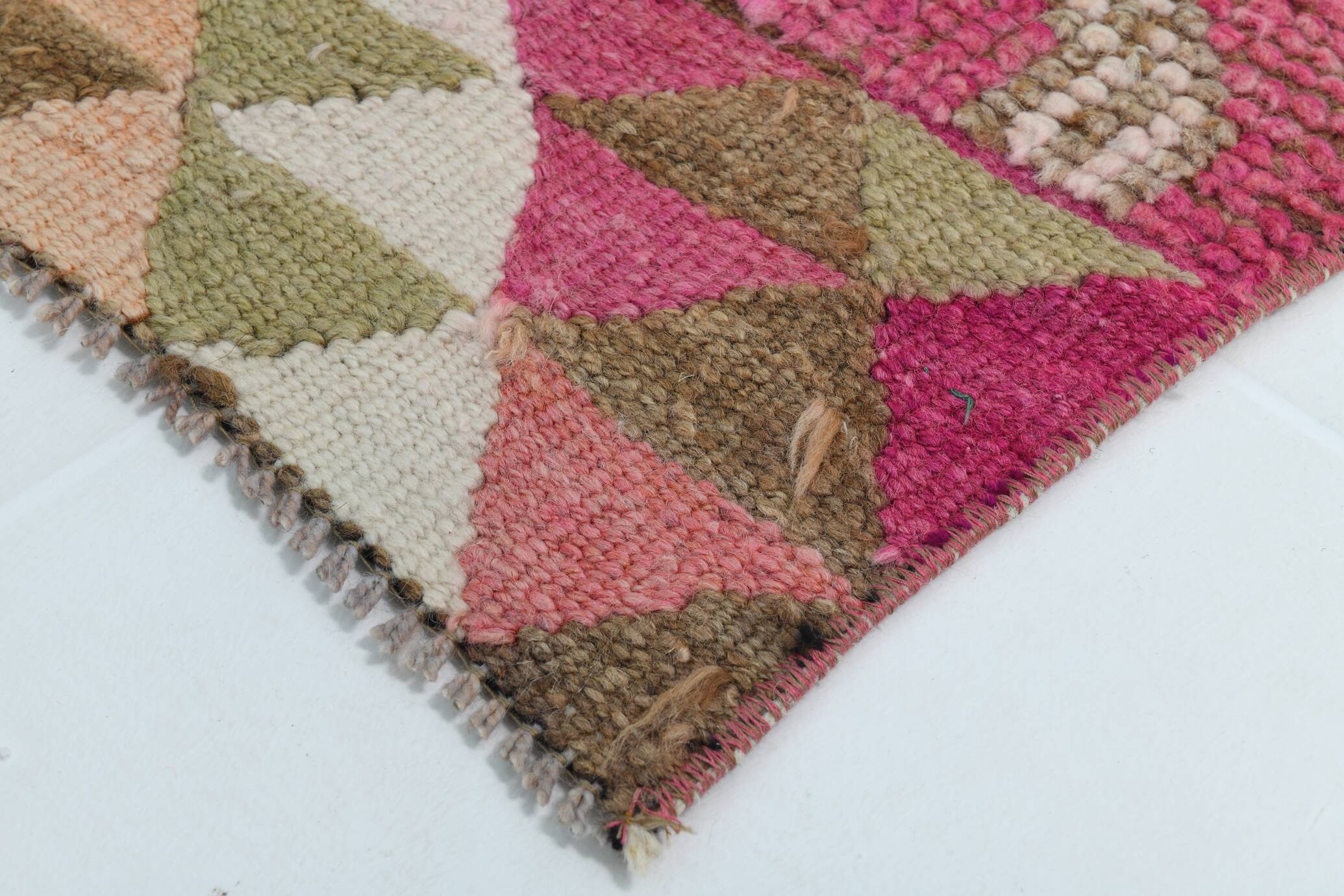 3x10 Pink & Cream Turkish Vintage Runner Rug, 100x317Cm