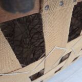 1950s, Danish 3-seater sofa, red and light grey furniture wool, oak wood.