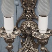Appliques en cristal Hollywood Regency italienne – Lumière à double bras en métal argenté