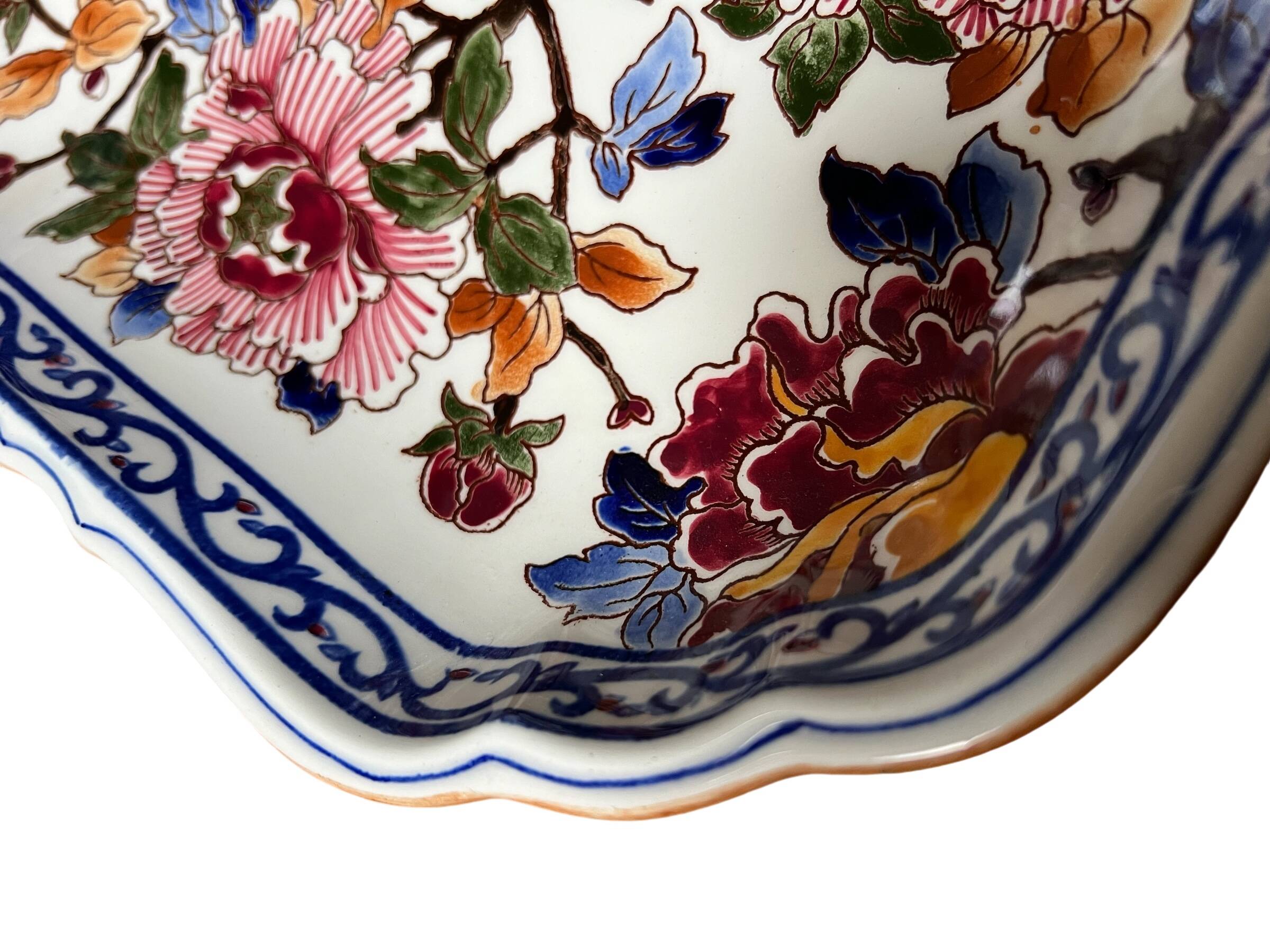 Gien earthenware dish, peony decoration