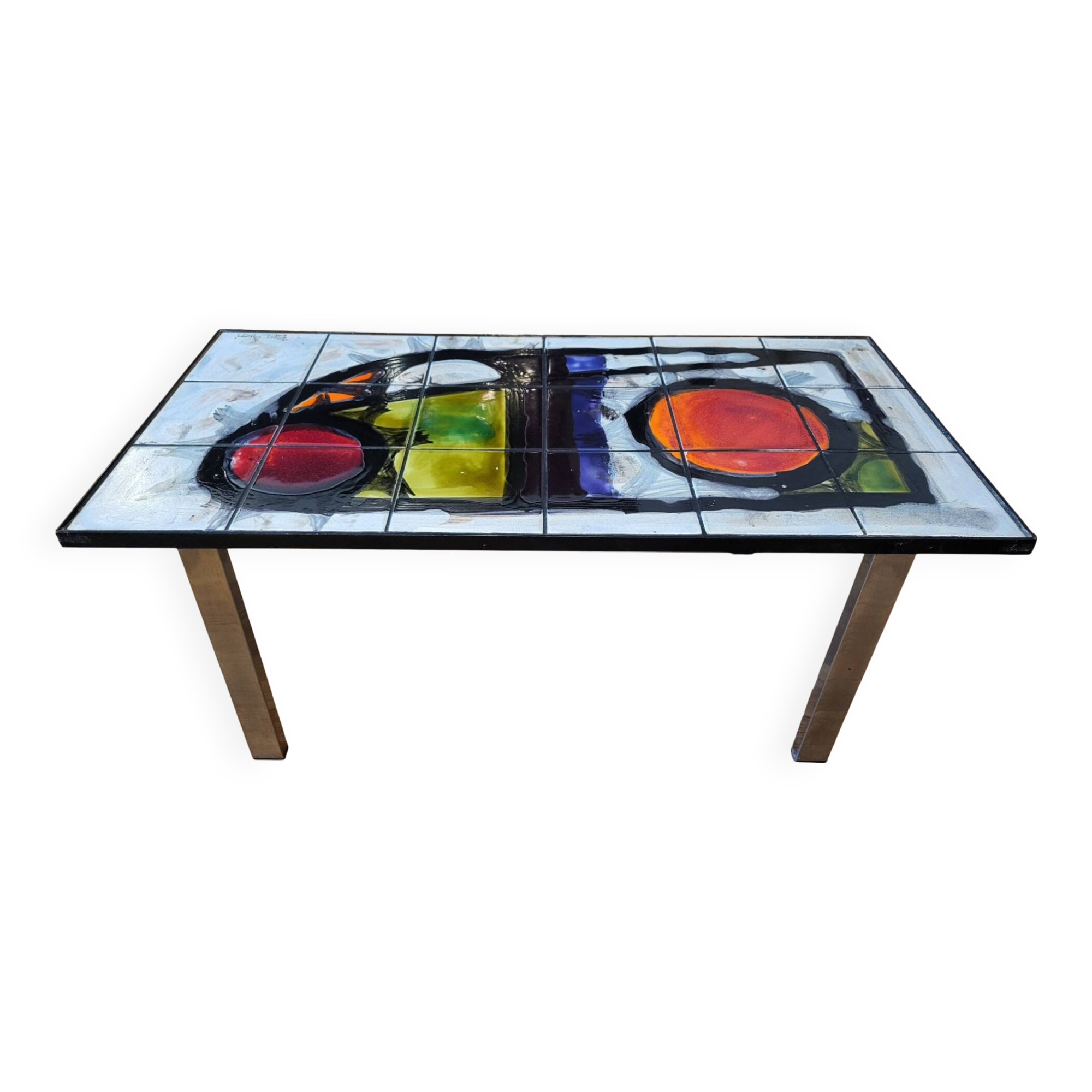 Belarti coffee table in volcanic lava ceramic with chrome legs, Belgium 1960.