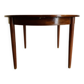 Table de repas vintage scandinave en palissandre des années 60 extensible avec rallonge papillon