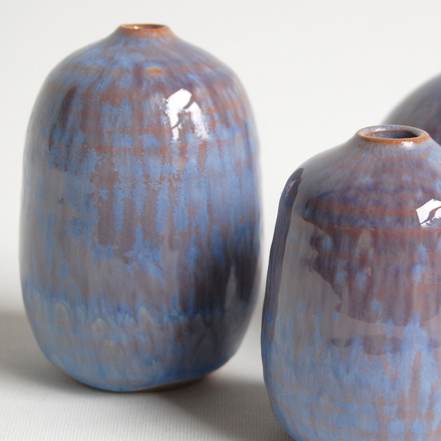 Trio de céramiques miniatures bleues par Antonio Lampecco
