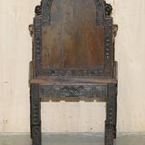 Chinese hand-carved desk from around 1940 with matching chair.