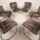 Guido Faleschini Italian Astro Chrome and Taupe Suede Armchairs for i4 Mariani