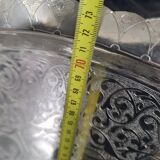 Silver-plated metal serving tray with chiseled finish #PLMR