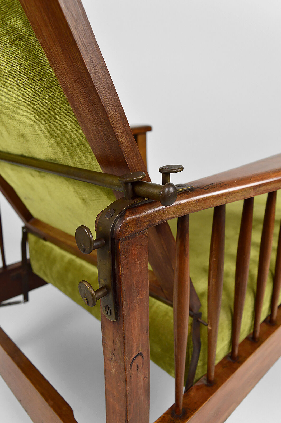 Morris armchair in beech and green velvet, United Kingdom, circa 1900