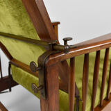 Morris armchair in beech and green velvet, United Kingdom, circa 1900