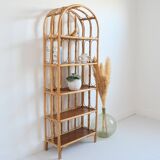 Library / Free-standing shelf in bamboo and rattan 1960s