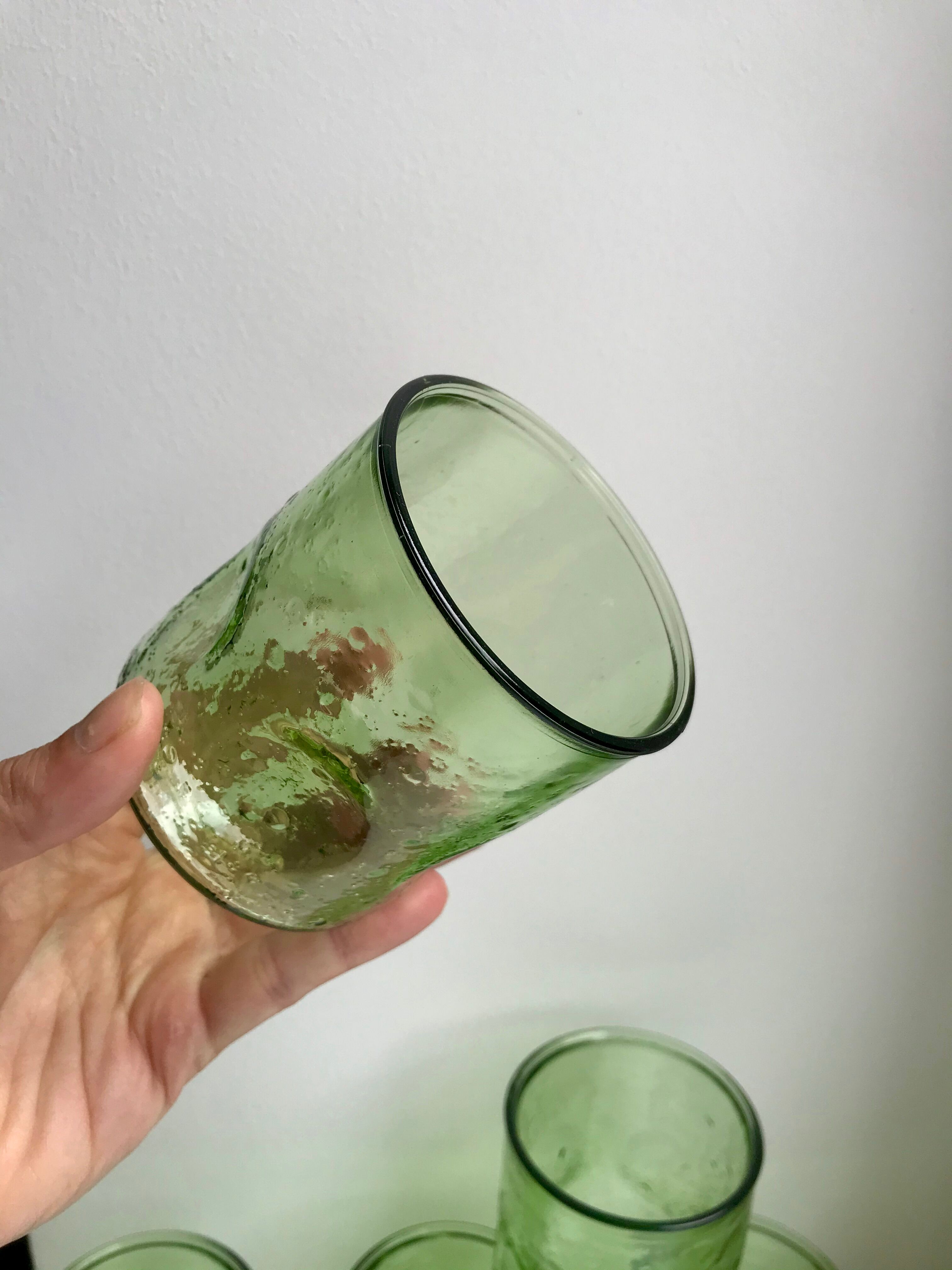 Set of 5 glasses bubbled glass style biot years 60-70