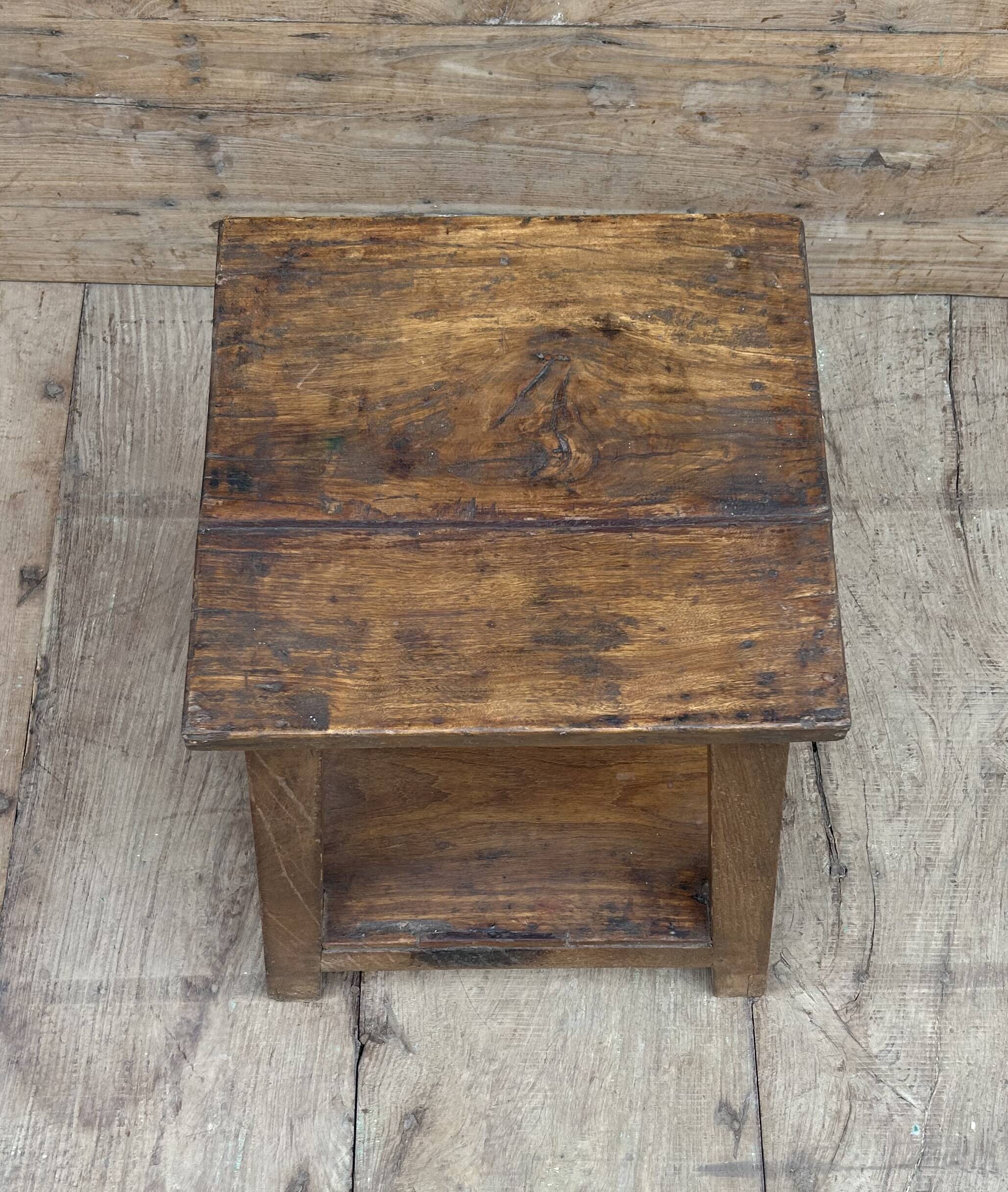 workshop stool in Burmese teak